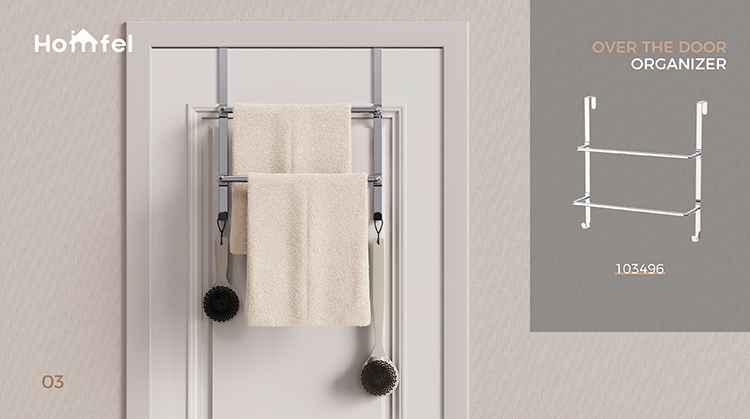 Stainless Steel Over Door Towel Rack With Versatile Functionality 38.5*14.9*48.2cm