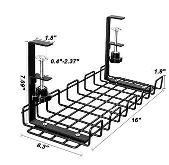Metal No Drilling and Retractable Design for Neat Under Desk Cable Management Tray