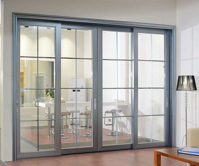 Shining Gray Anodized Aluminium Door Frame Profile For Living Room Sliding Doors