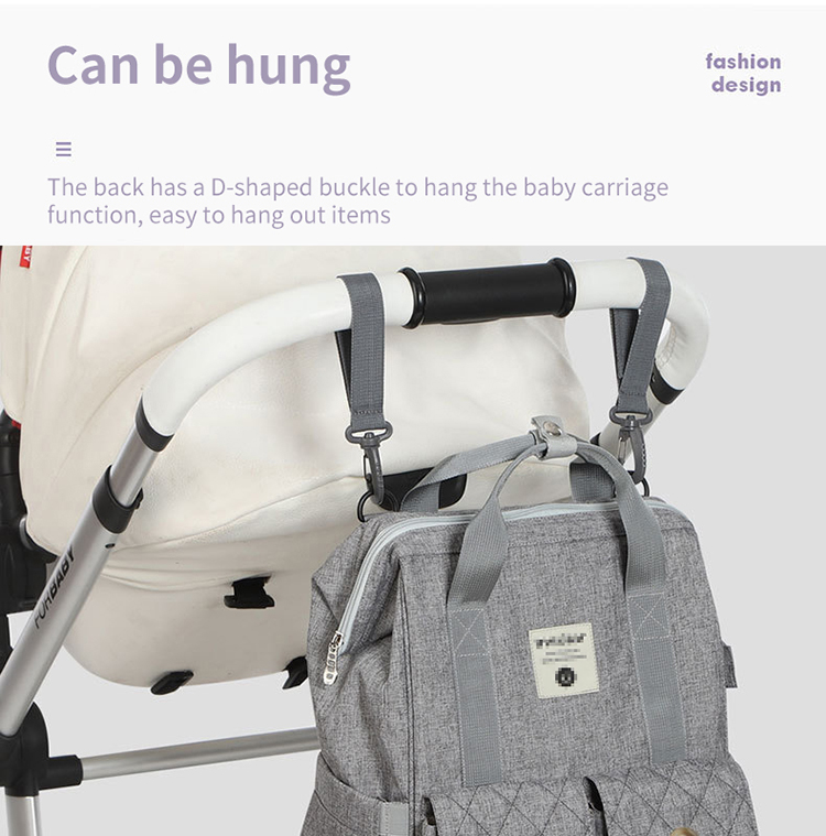 Multifunctional Mommy Diaper Bag Backpack With Trailer Buckle OEM ODM