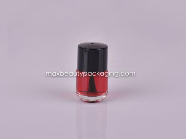 7ml round nail polish bottle shiny black cap flat brush nail polish packaging