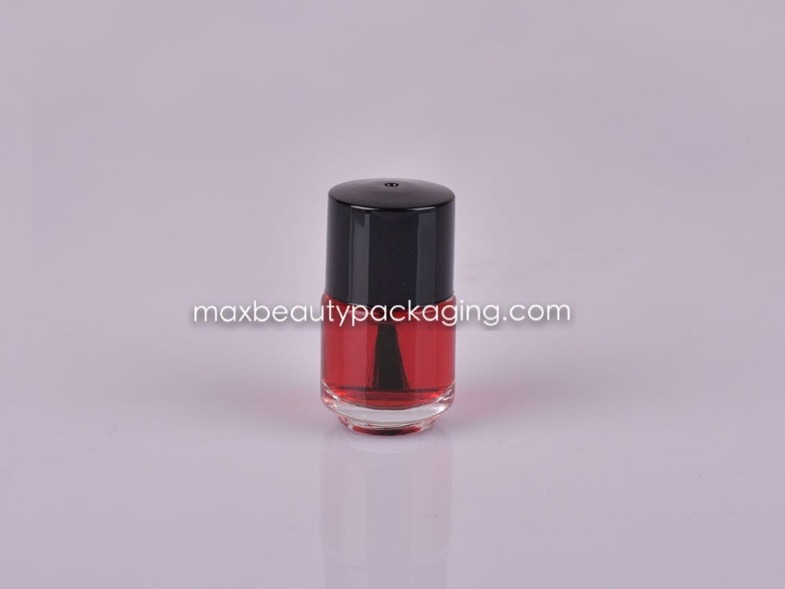 7ml round nail polish bottle shiny black cap flat brush nail polish packaging plastic cosmetic packaging uv coatings