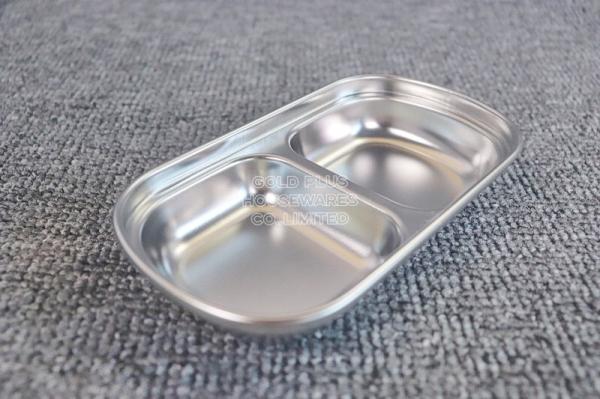 Supplies rectangular dinner dish plate 4 compartments stainless steel tableware