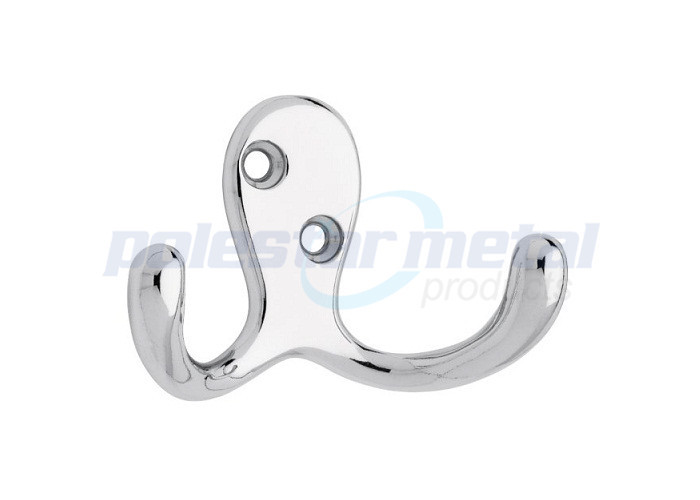 Zinc Alloy Decorative Door Hardware Polished Brass Double Prong Robe Hook 2-1/3"