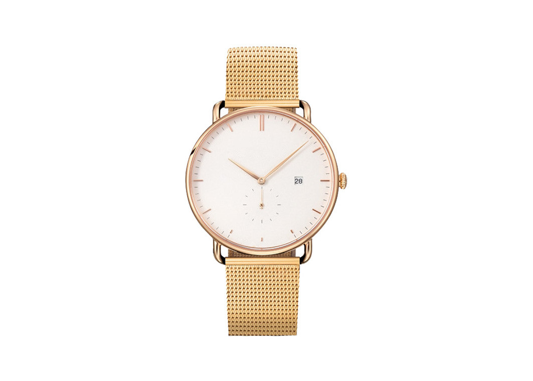 Custom Logo Waterproof Wrist Watch Milanese Bracelet Quartz Movt Stainless Steel Crown
