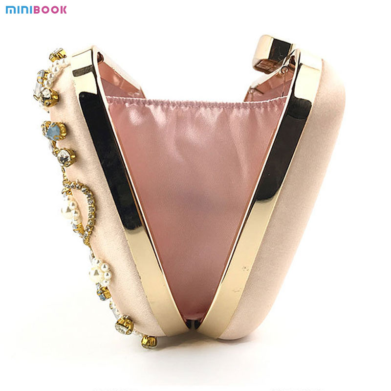 Messenger Luxury Rhinestone Women Shoulder Clutch Bag with Diamond Pearls Beads OEM/ODM