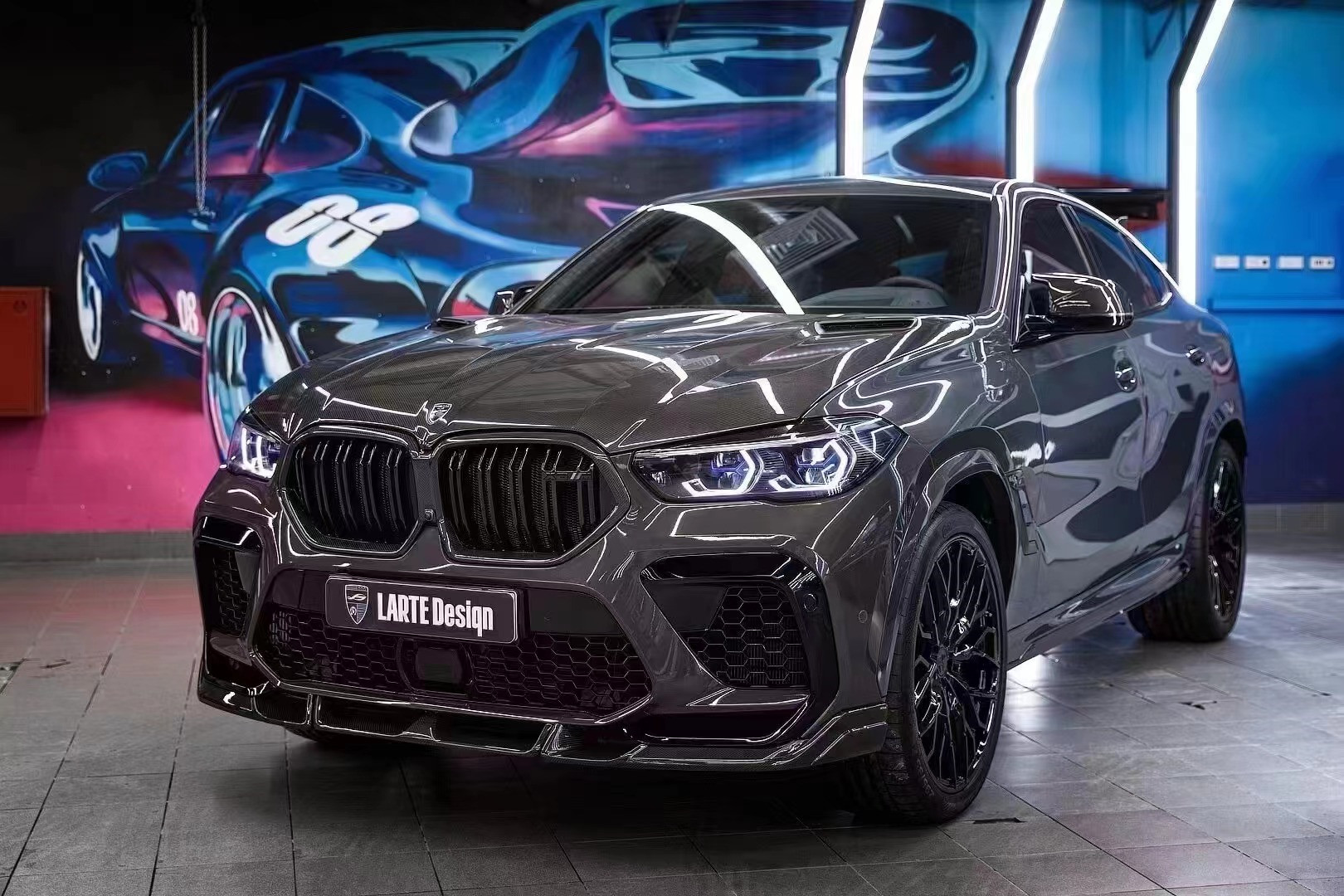 Auto Parts for BMW X6M F96 Carbon Fiber Body Kit X6M F96 Upgraded LARTE Design Style Front Shovel Diffuser Spoiler Body Kit