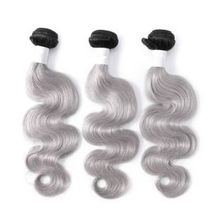 China Bouncy 1B / Grey Ombre Hair Extensions 100 Real Human Hair For Women on sale