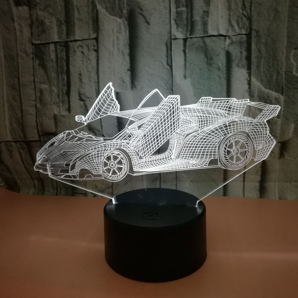 Creative sports car 3D small table lamp Advertising creative gift 3D visual light Colorful touch desktop night  light