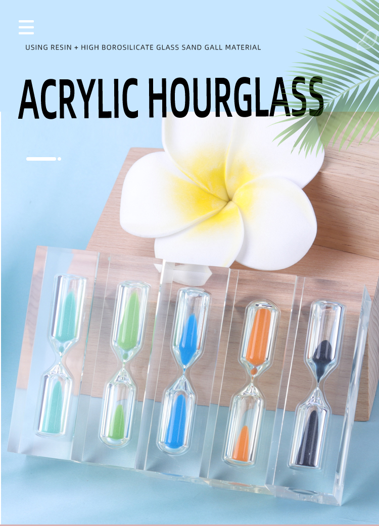 1 3 5 10 Minute Acrylic Hourglass 60g Art Deco Style Custom Color