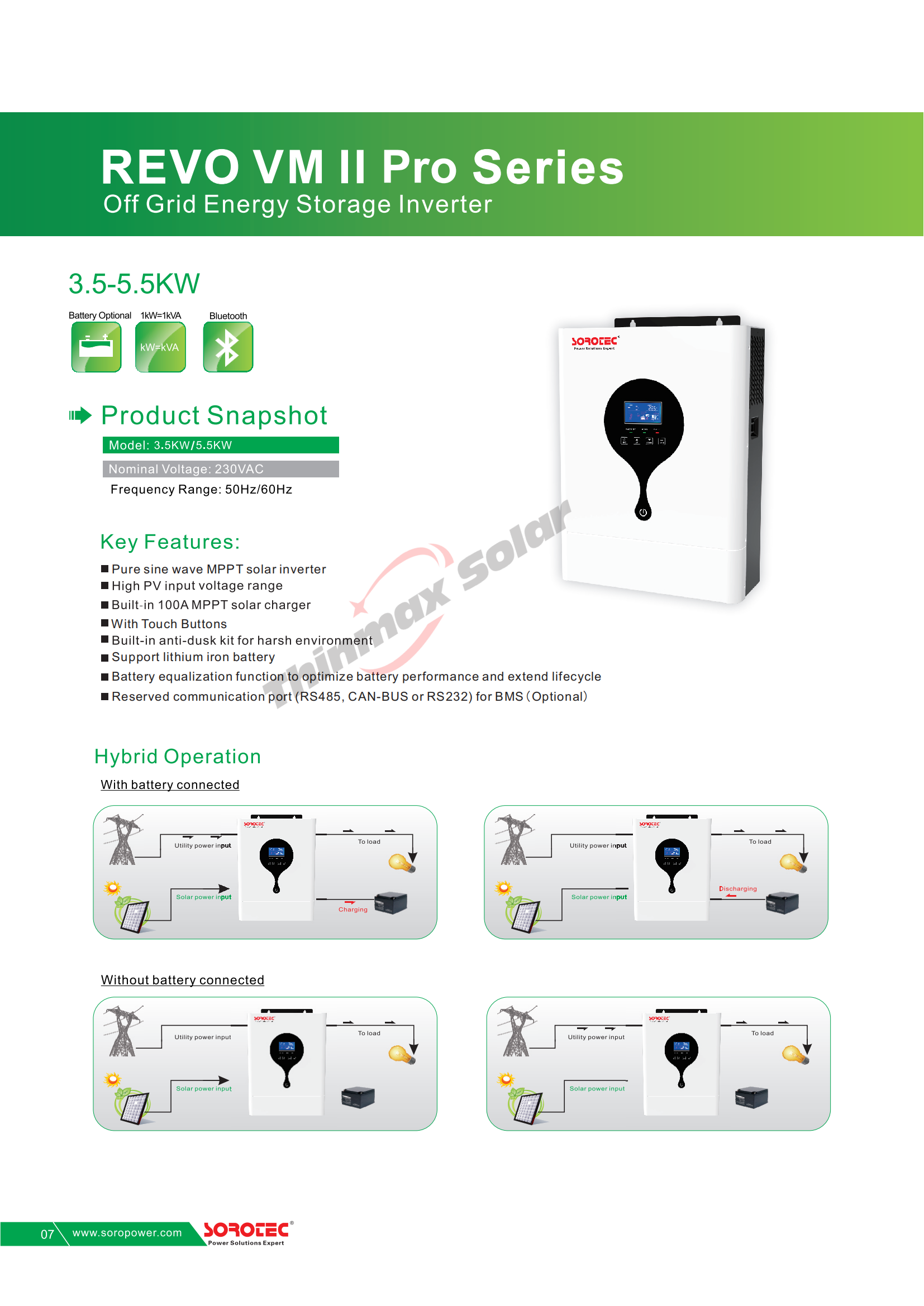High Quality REVO VM II Pro 3500-24 Pure Sine Wave Inverter 3500W revo VM II Pro 3.5Kw Off Grid Energy Storage solar I
