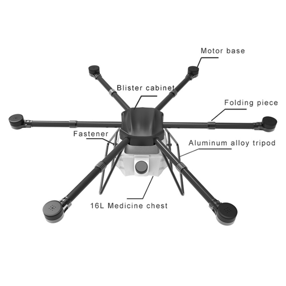 16L Capacity 6 Rotors DJI Agriculture Drone 1600mm Wheelbase 13 Acres/H 14.3KG 2~3m For Crop HXMX616