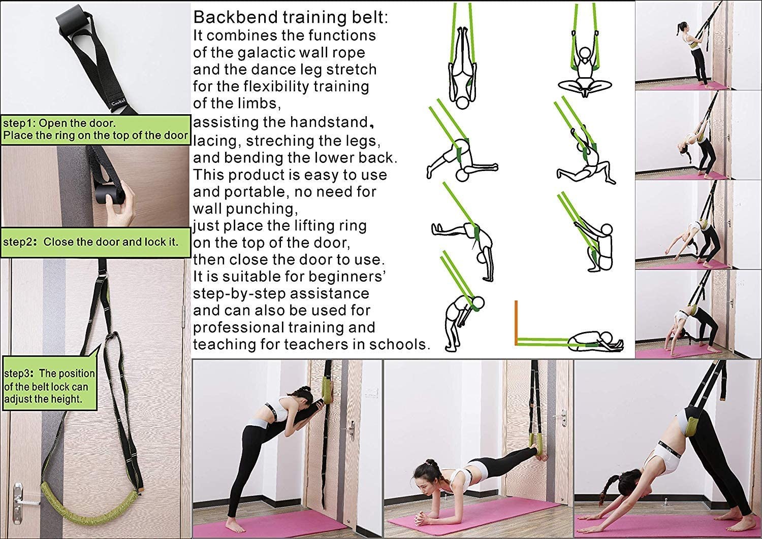 141 Inches Yoga Dance Elastic Stretching Strap Of Yoga Exercise Pulling Strap Resistance Band