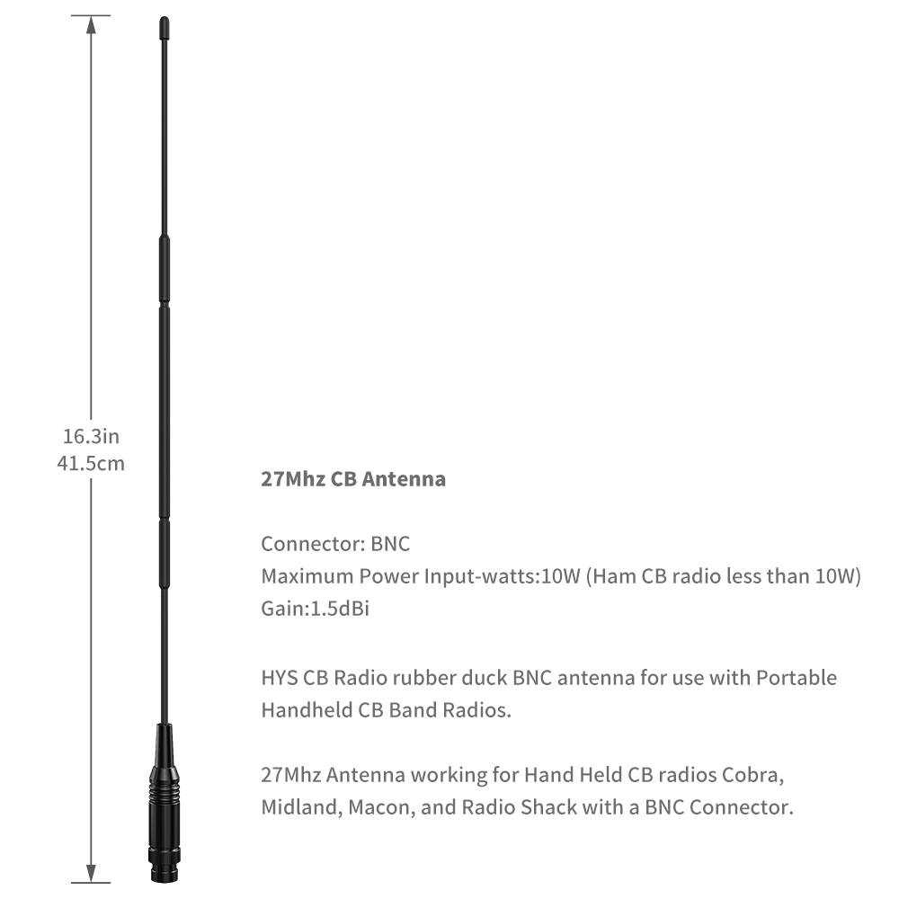 VSWR 1.5 1 High Gain 144-170MHz Whip Mobile Tactical Antenna with BNC Male Connector