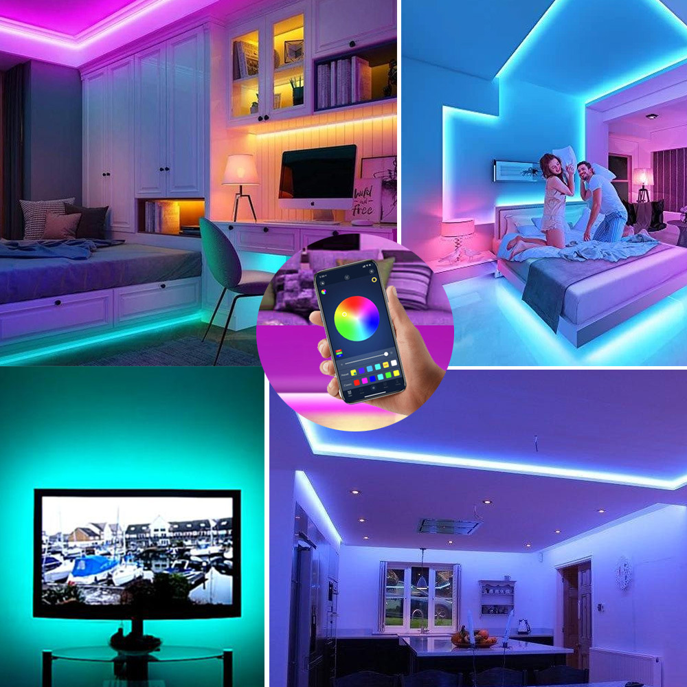 Support Dimmer Yes 5m RGB Strip Light Set With 24keys Bluetooth 5V RGB SMD 5050 LED