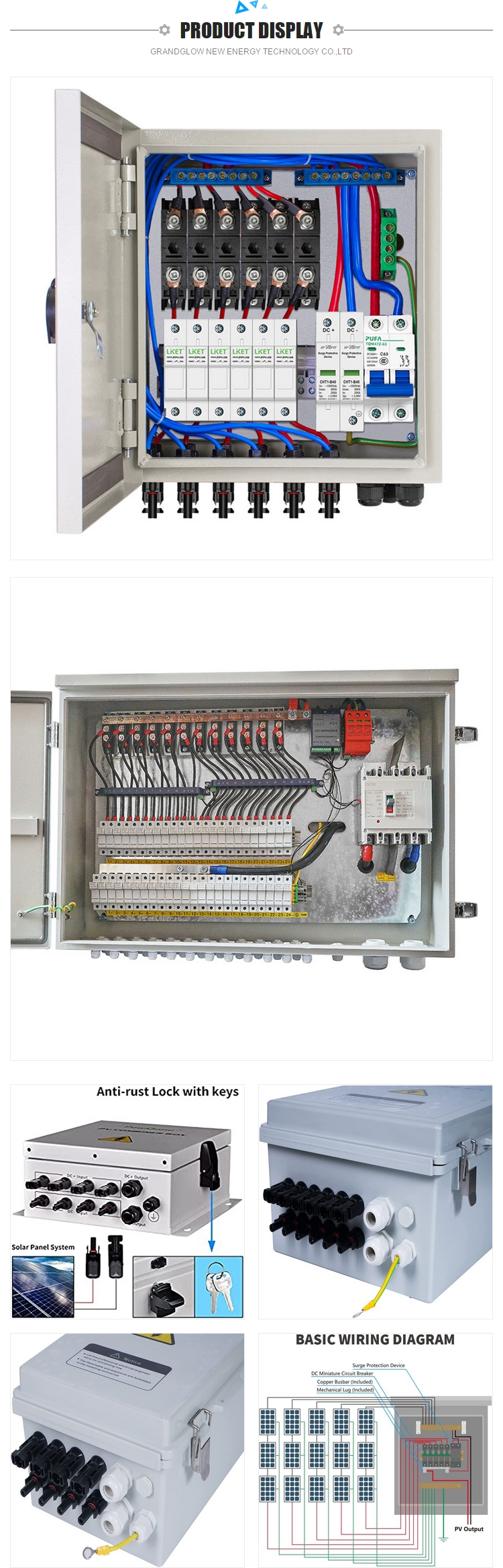 Electrical PV Combiner Box 1000VDC Avoid Damage To Photovoltaic Panels