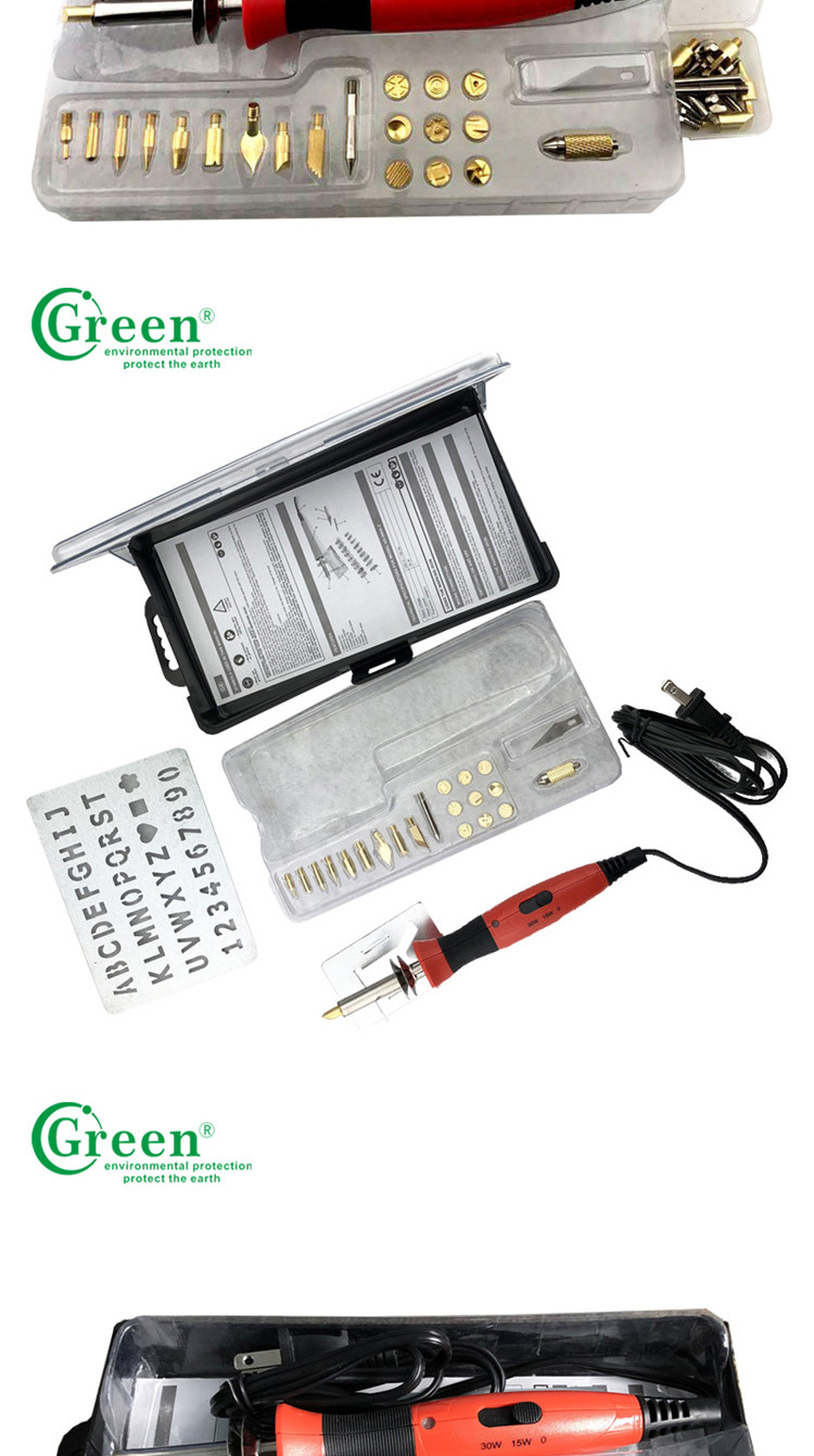 Pyrography Electric Iron Wood Burning Kit / Tool 110-240V Green PS2000