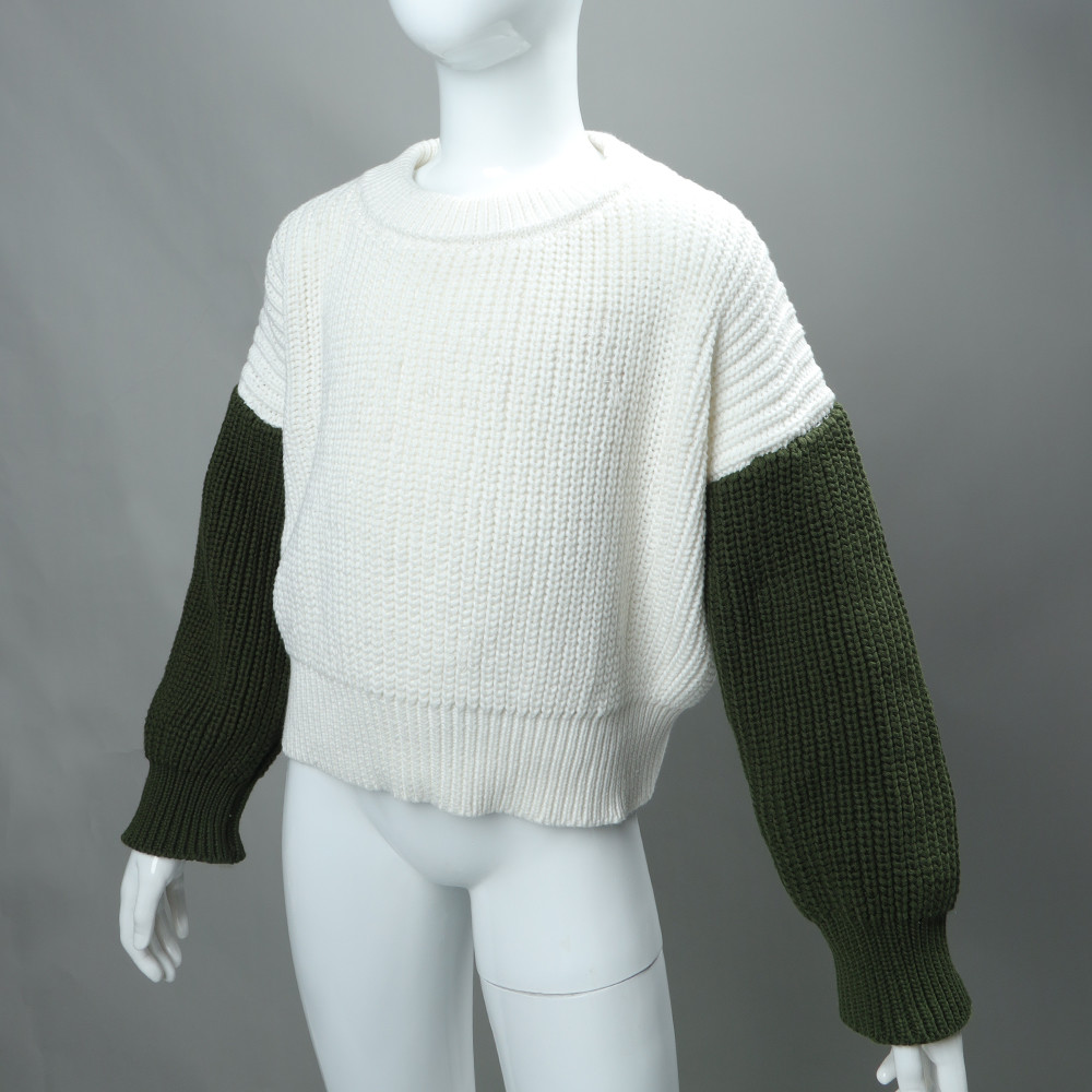 100% Cotton Custom Made Sweaters Color Matching Cozy Puff Sleeve Sweater For Toddler Girls