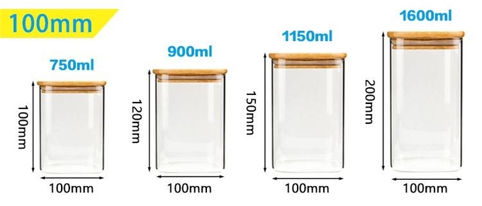 High Borosilicate Glass Jars 300ml Kitchen Canisters With Pantry Cork Lid