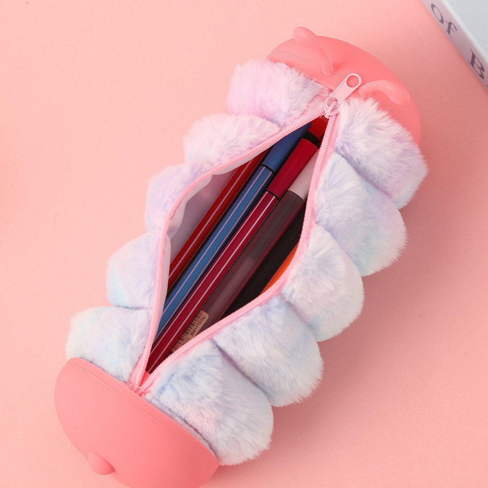 Cartoon Style Cute Plush Doll Pencil Pouch Silicone Tastless Makeup Bag For Stationery School Supplies Pencil Case Bag