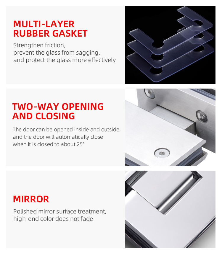 Stainless Steel Hinge Clamp Glass to Glass Bisagra Ducha para Vidrio for 8-12mm Glass