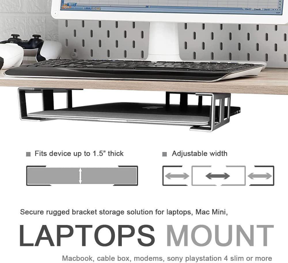 Single Tier Metal Under Desk Laptop/Keyboard Storage Mount with Screw and Bracket