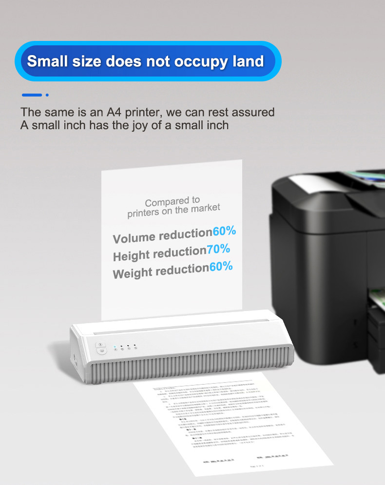 Android Portable Wireless Thermal Printer A4 Size 45mm/s