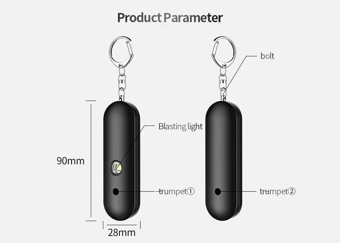 20 Lumens 6hrs Alarm Self Defense Keychains 130db Plug Pin