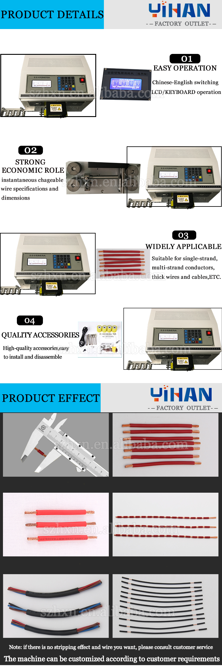YH-800-07 Stripping and Cutting Machine for 8mm2 Cable Wire in BVR Multi Softlines