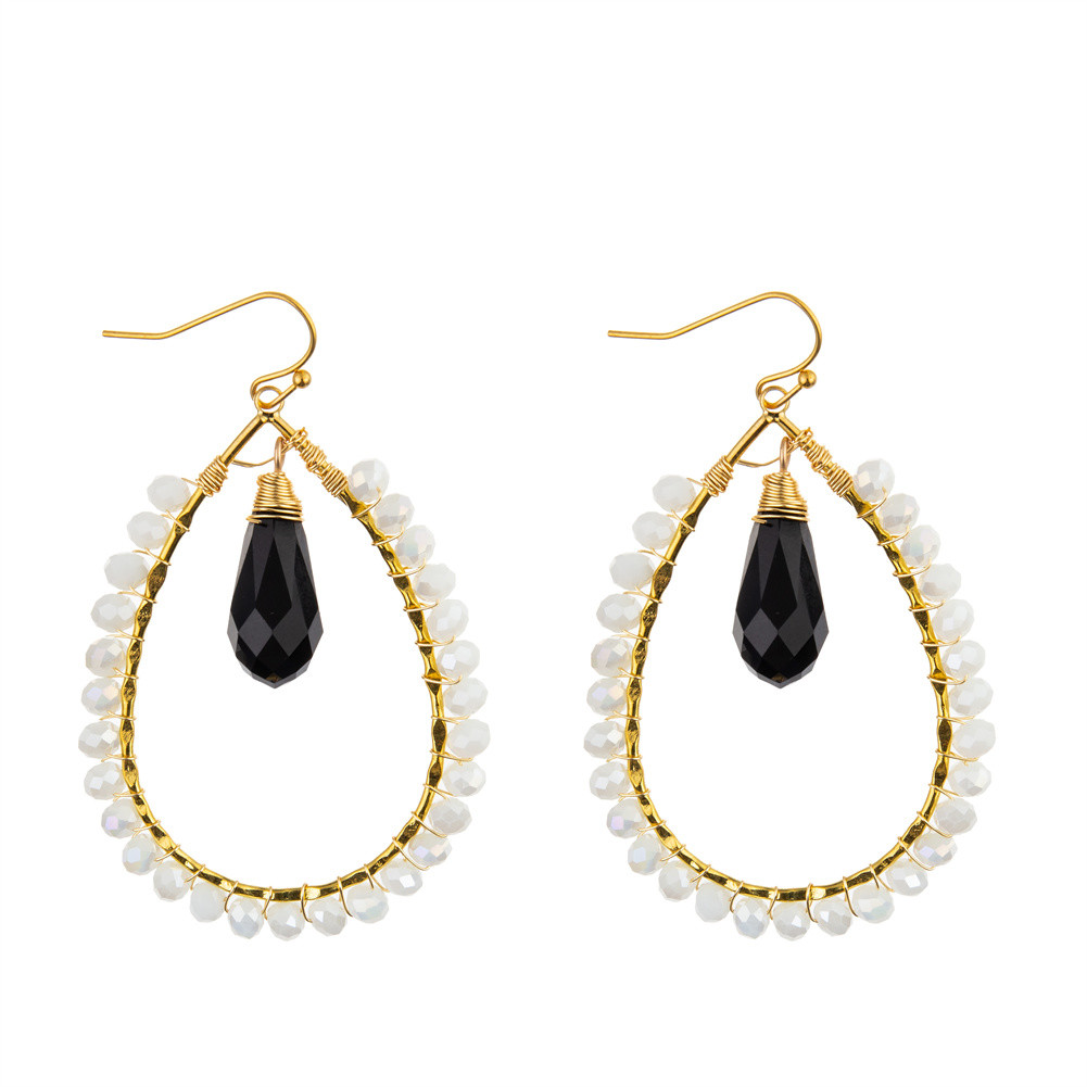 Grape Seeds Drop Shaped Handmade Beads Earring Multi Colors