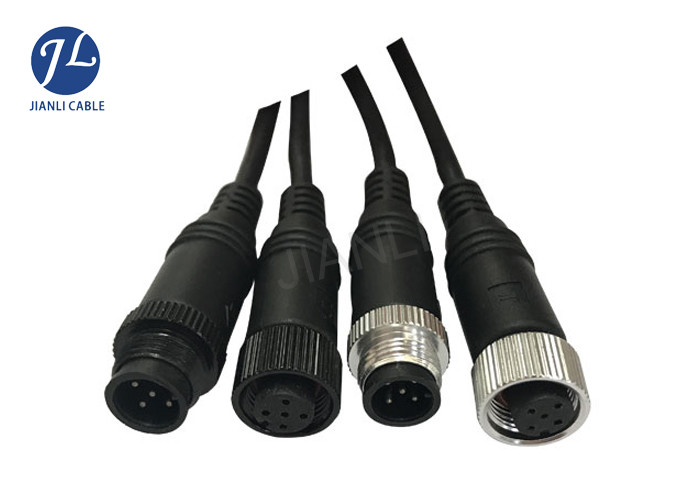 M12 Extension Cable With 5 Pin Metal Screw Locked Connector For CCTV Camera System