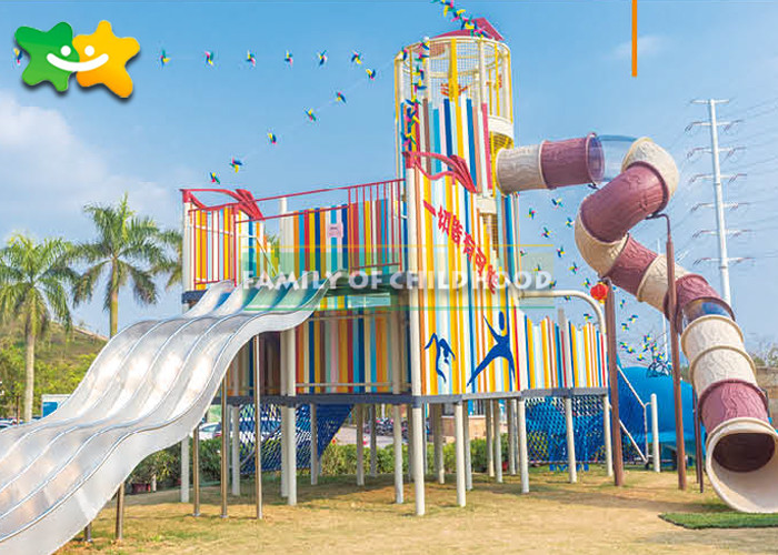 Airplane Style Outdoor Amusement Park Equipment Exciting With Kids Big Slide