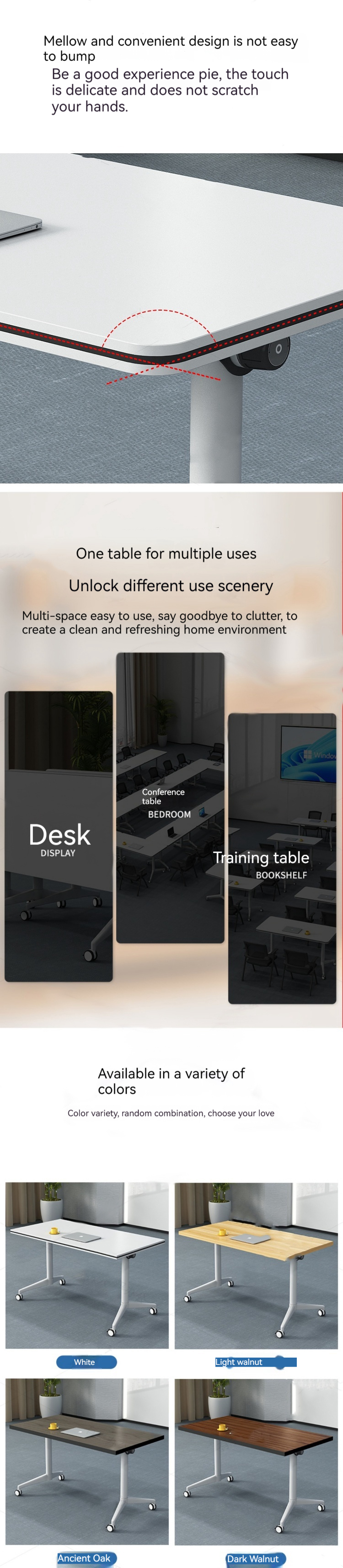 Commercial Furniture Extendable Splicing Conference Table for Mobile Long Office Desk