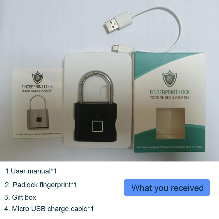 Portable Smart Fingerprint Padlock USB Charging Keyless Quick Unlock Anti Theft