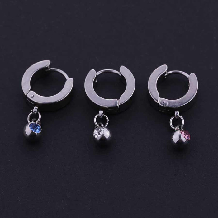 Latest Designs Surgical Steel Small Crystal Huggie Jewelry Hoop Earrings Women For Girls