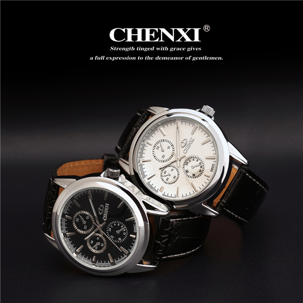 MOQ 10pcs Mixed Order Free Packing Black White Classic Men Watches Genuine Leather Watches