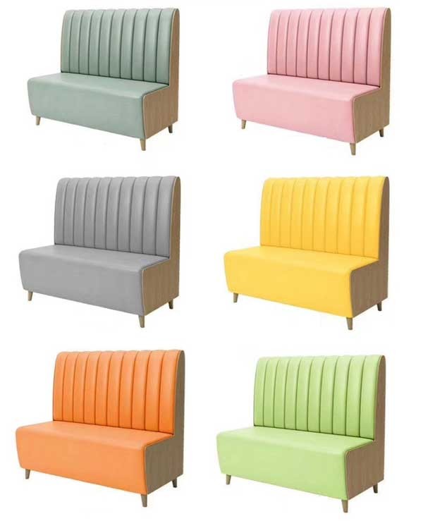 Double Side High Back Commercial Cafeteria Furniture Leather Restaurant Booth Seating