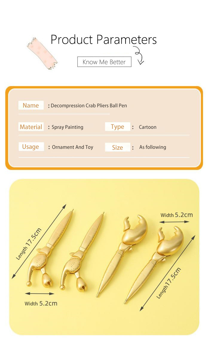 Crab Pliers Shaped Mini Creative Ball Pen Golden Wooden Fish 0.7mm Ballpoint Pen