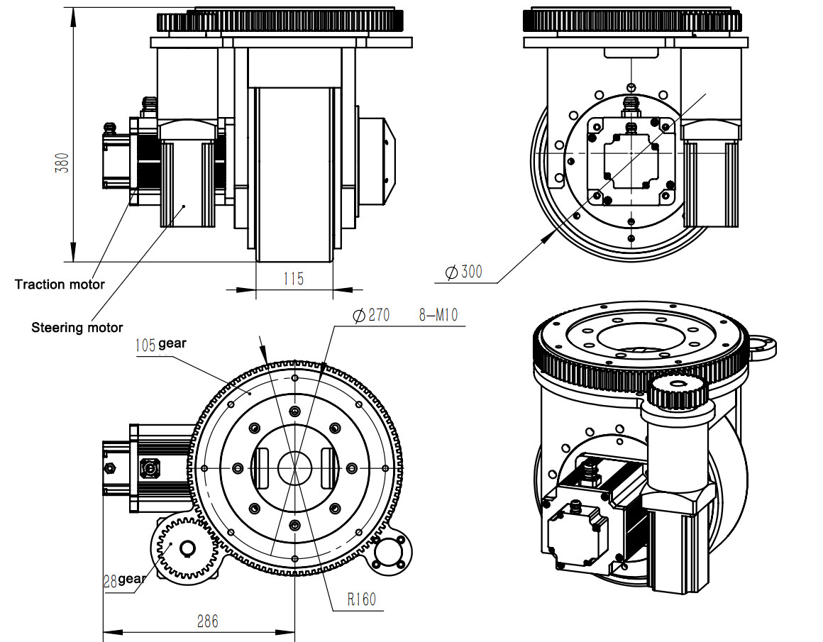 3000r/Min AGV Heavy Duty Robot Wheels