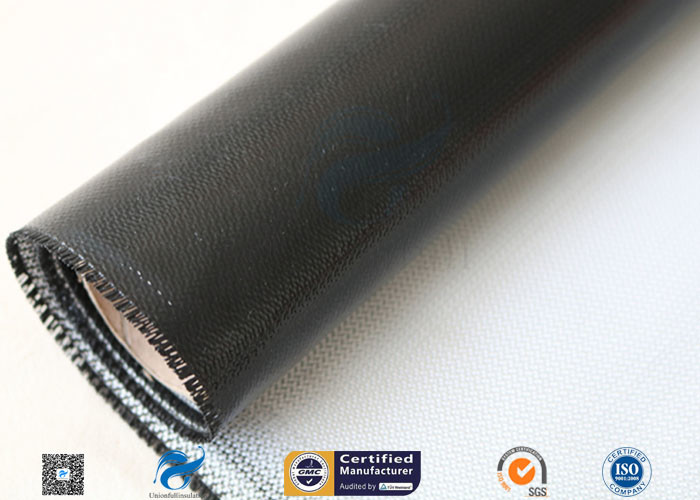 0.45mm Black Silicone Coated Thermal Insulation Fiberglass Fabric 8H Satin Weave