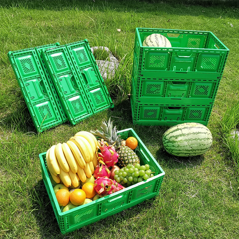Foldable Mesh Crates For Vegetable Collapsible Plastic Shipping Crates 600x400x52mm
