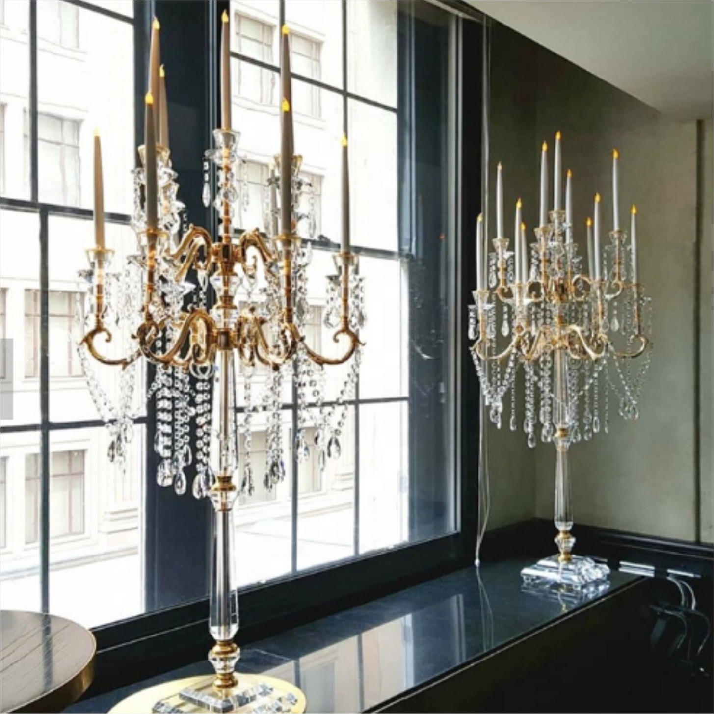 15 Arm Luxury Metal And Crystal Candelabra Chandelier For Wedding Table Centerpieces 130cm