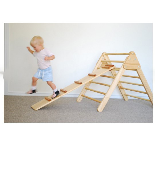 CPSIA Certified Easy Storage Safety Toddler Climbing Toy Pikler Triangle Climber with Ramp