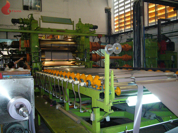 Transparent PVC Film 4 Roll Calender Machine With Double Throttle Line Thikness 0.06 - 0.8mm