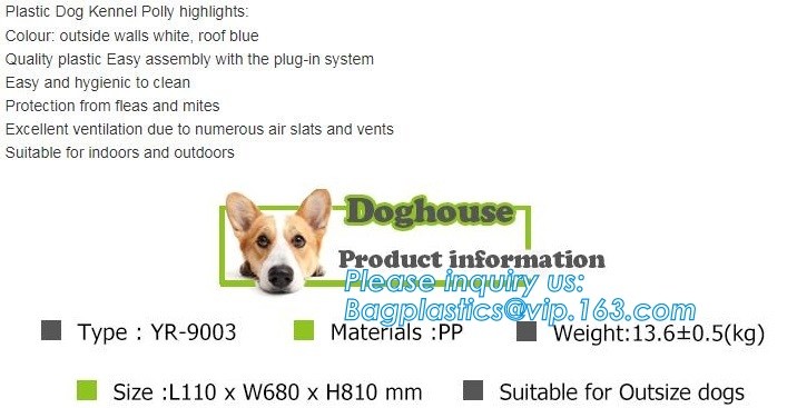 Plastic Dog House - Waterproof Dog Kennel Air Vents Elevated Floor All Weather Indoor Outdoor Insulated Doghous