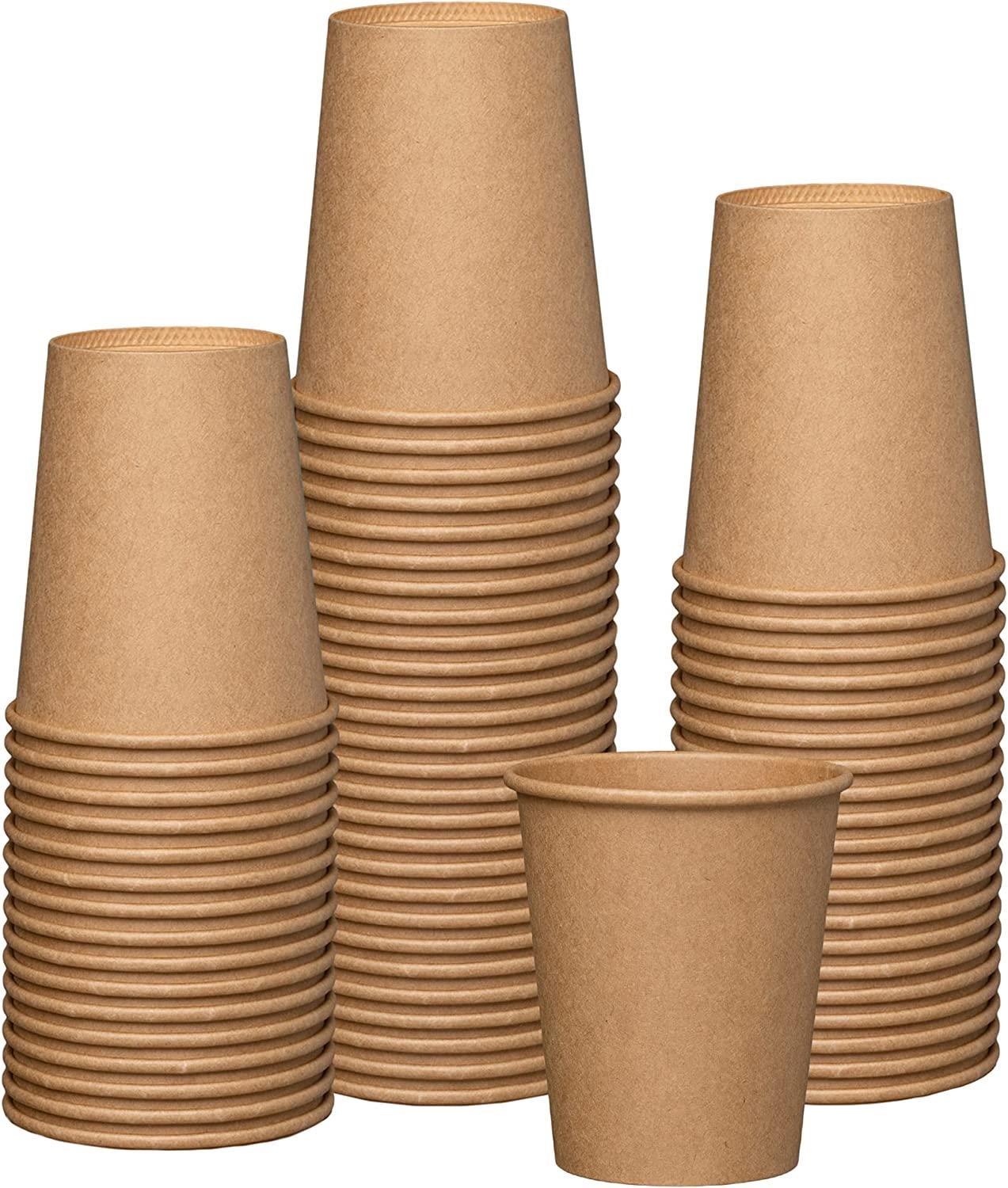 300g Disposable Recyclable Brown Kraft Single Wall Paper Cup Blanks Fan Bag Custom Customized Logo Paper Cups