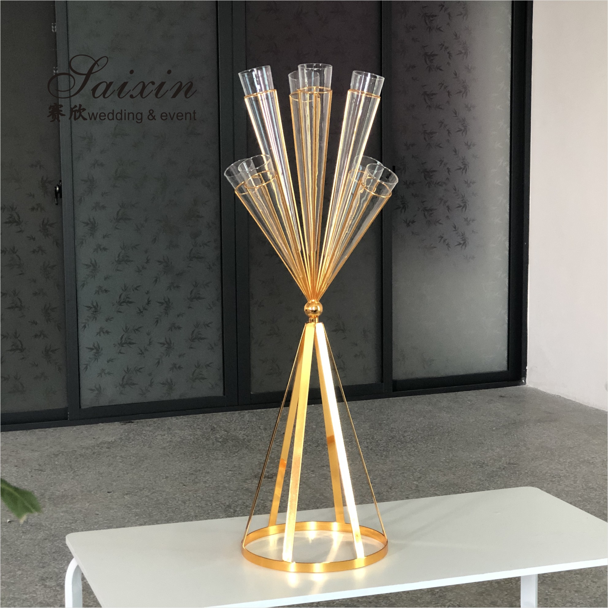 New design slinky black metal flower stands for event party decor