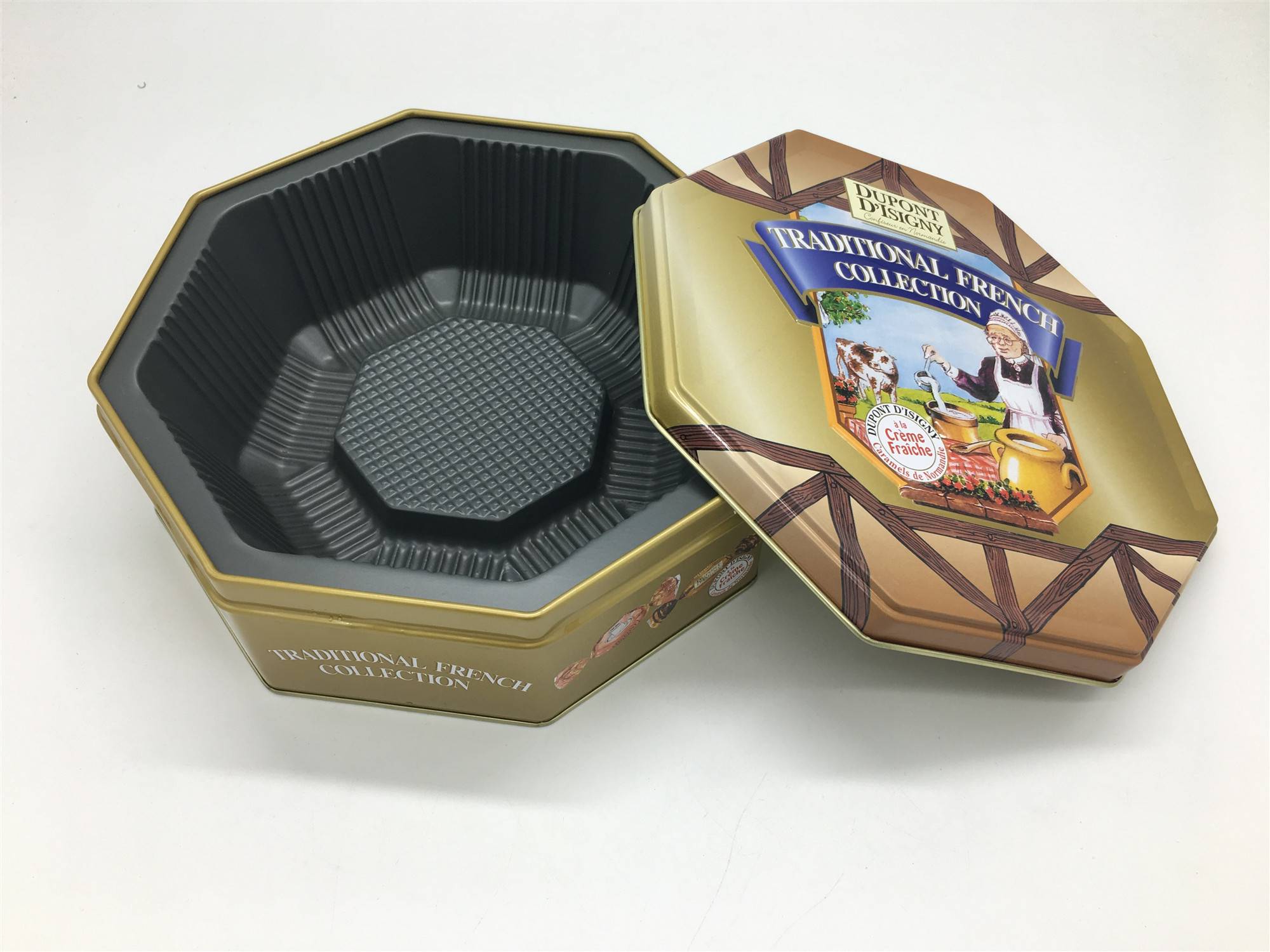 Full 3D Embossed Octagon Custom Candy Tins / Metal Tin Box With Food Grade Tray