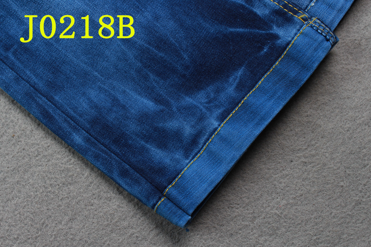 9OZ Denim Fabric With Tencel Cotton Polyester Spandex Blue Backside Desizing 3/1 Right Hand Twill