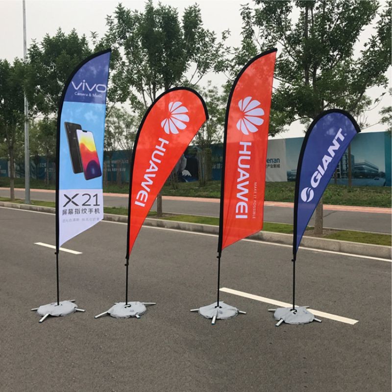 Fiberglass Outdoor Banner Flags 2.8m Digital Printing Feather shape For Beach